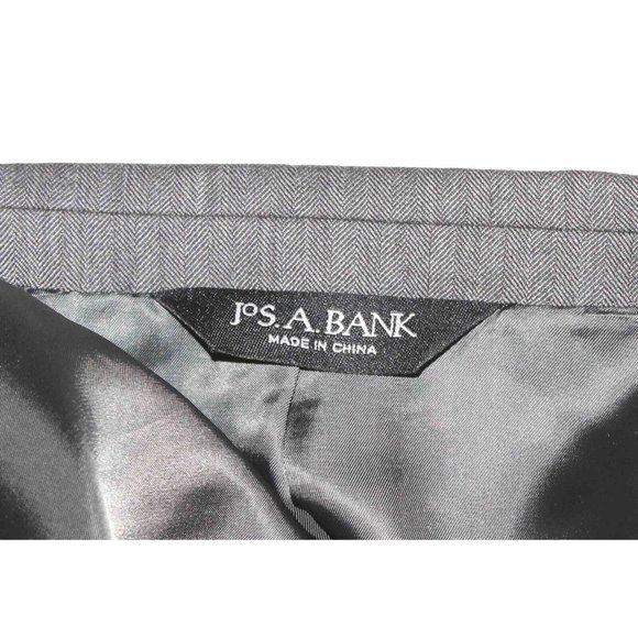 Jos A Bank Gray Wool Herringbone 2 Button Blazer Sport Coat Jacket Mens Size 43L - Picture 7 of 9